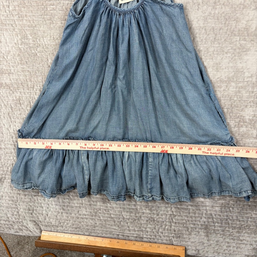 Jaded Gypsy Denim Tank Dress Blue Cotton Ruffle Hem Boho Mini S/M Made in USA - Picture 6 of 11